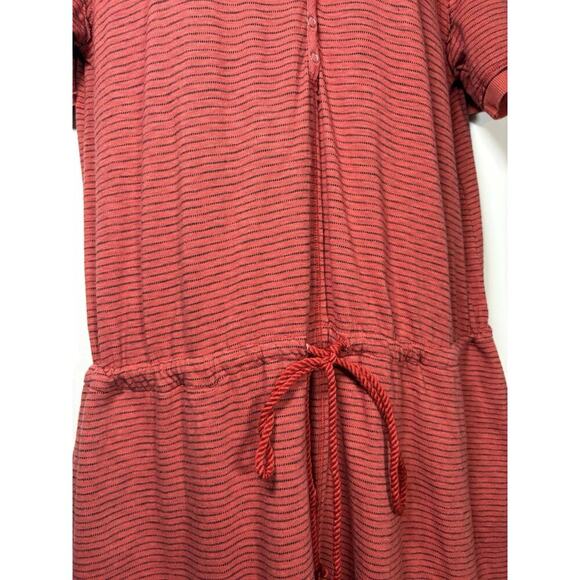 SUNDANCE Candice Stripped Easy Dress 100% Cotton Henley Casual Weekend Large - Picture 7 of 12